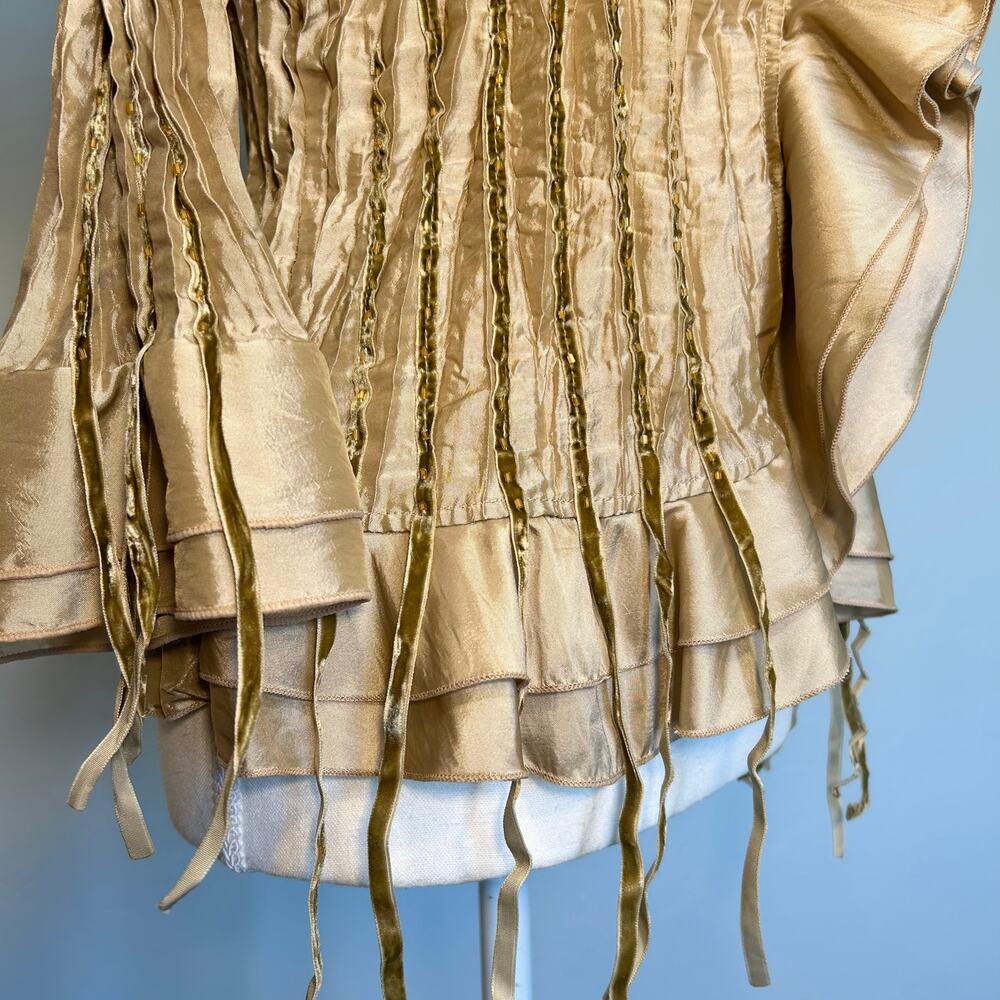 Vintage Pleated Ruffle Top - Picture 2 of 8